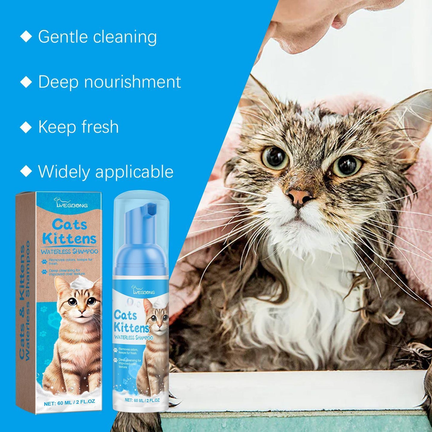 Yegebang Cat Cleaning Mousse Mild Non-irritating Pet Cleaning Foam