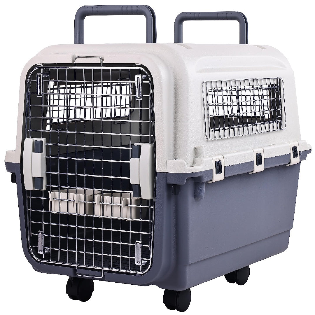 Only Supports Self Pickup Plastic Dog Kennel, Pet Transport, Rolling Plastic Airline Approved Wire Door Travelling Dog Crate, Small-Medium-Large