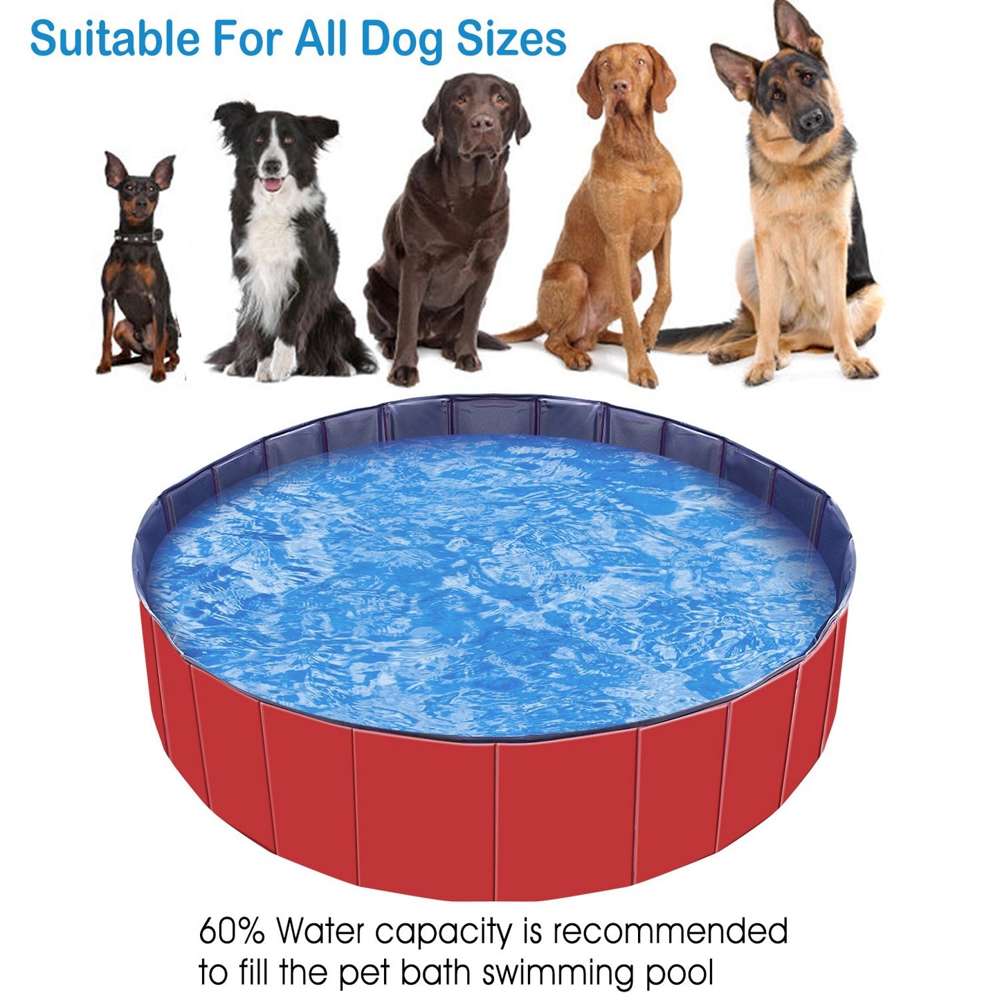 1Pc 160 X 160 X 30cm-63.0 X 63.0 X 11.8inch Foldable Pet Swimming Pool PVC Dog Swim Pool Bathing Tub Playmat Pools
