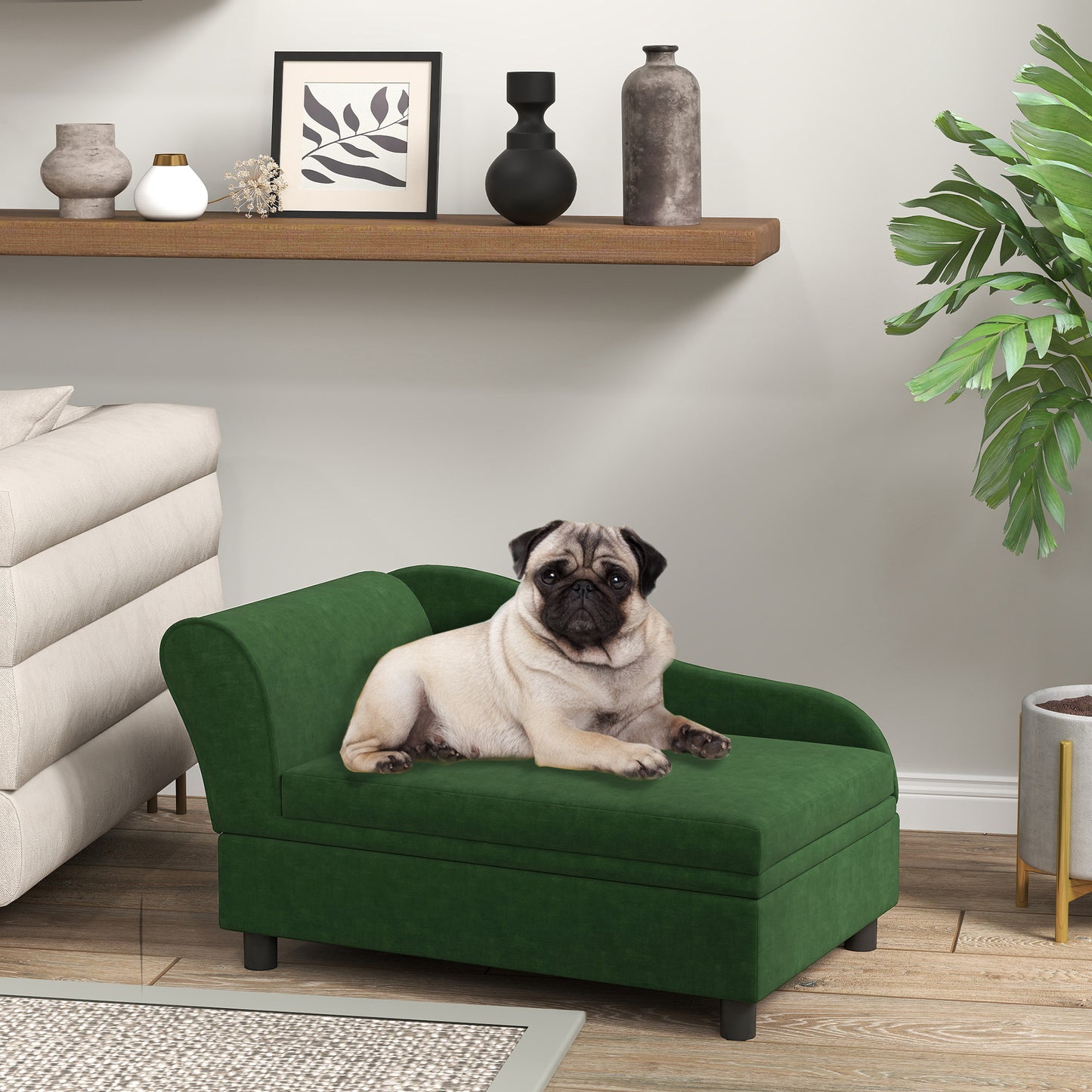 Pet Sofa Bed Couch With Storage, Pet Sofa For Cats And Small Dogs, Green