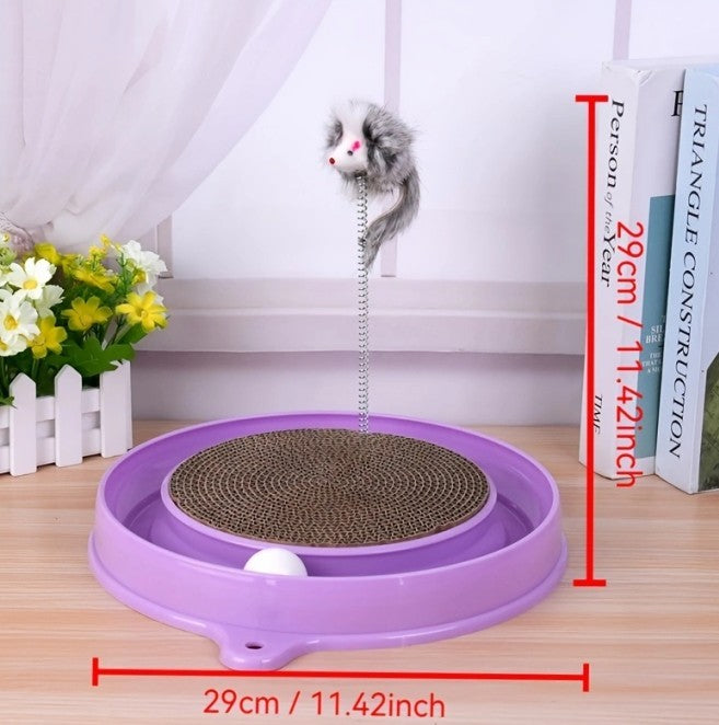 Multi-functional Cat Scratching Board With Ball Track, Various Colours Of Mat Board, Self-height Relief From Boredom To Tease The Cat, With Spring And Ball, Anti-scratch Furniture Artifacts, A Must-ha