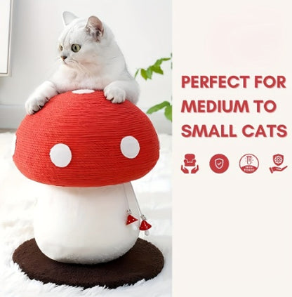 Mushroom Cat Climbing Frame, Sisal Cat Climbing Post, Interesting Red And White Mushroom Design With Fluffy Base, Cat Scratching Claw Toy, Cat Tree, Wear-resistant Cat Scratching Ball, Cat Supplies