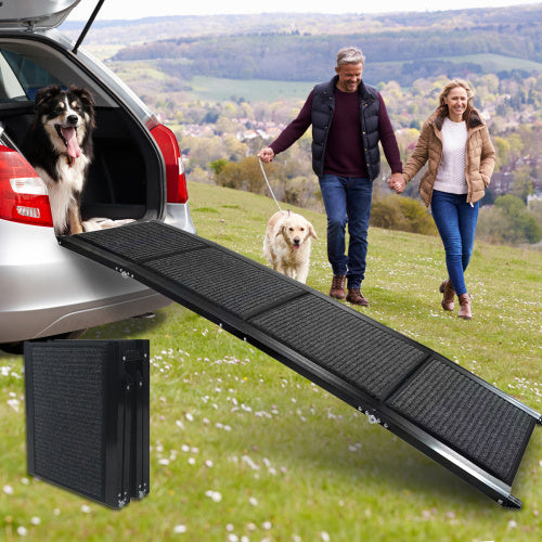 Dog Ramp For Car, 63 Long    17 Wide Folding Portable Pet Stair Ramp With Non-Slip Rug Surface, Extra Wide Dog Steps For Medium & Large Dogs Up To 250LBS Enter A Car, SUV  Truck