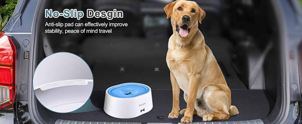 2L 70oz Spill-Proof Dog Slow Flow Drinking Bowl With Activated Carbon Filter