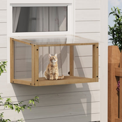Waterproof Window Cat Perch Catio, Wood Cat Window Box, Window Catio For Indoor Cats. Suitable Single Hanging Window With An Inner Diameter Of The Window Frame With A Net Opening Width Of 24-35 In