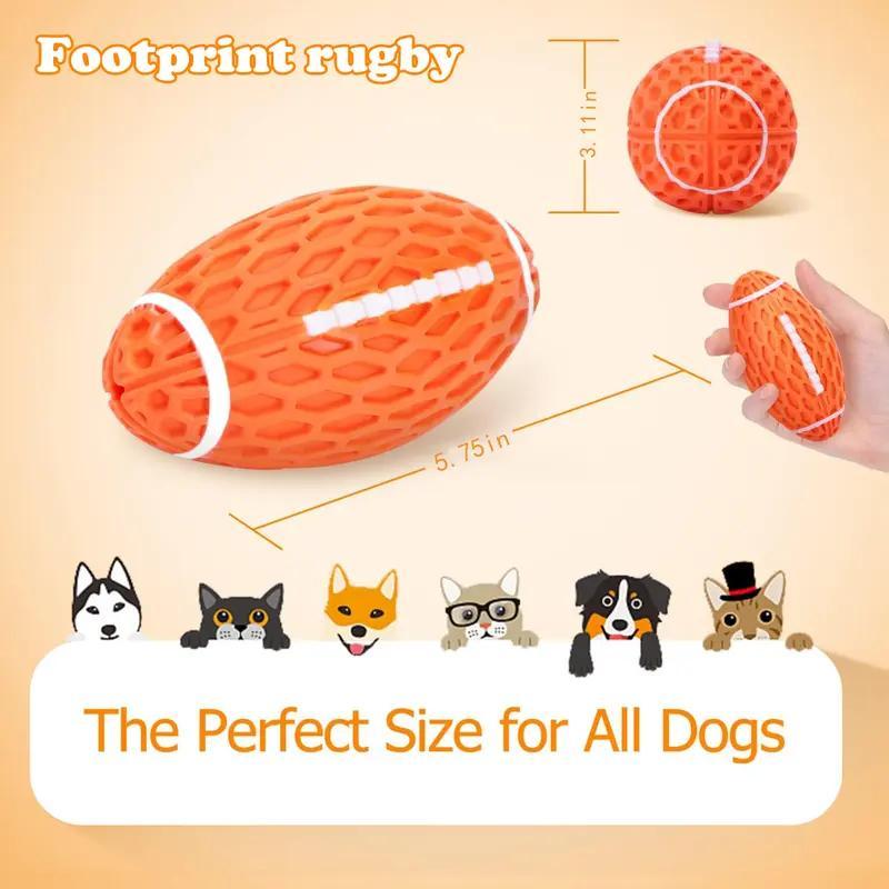 Dog Rubber Chew-resistant Interactive Squeaky Football Toy