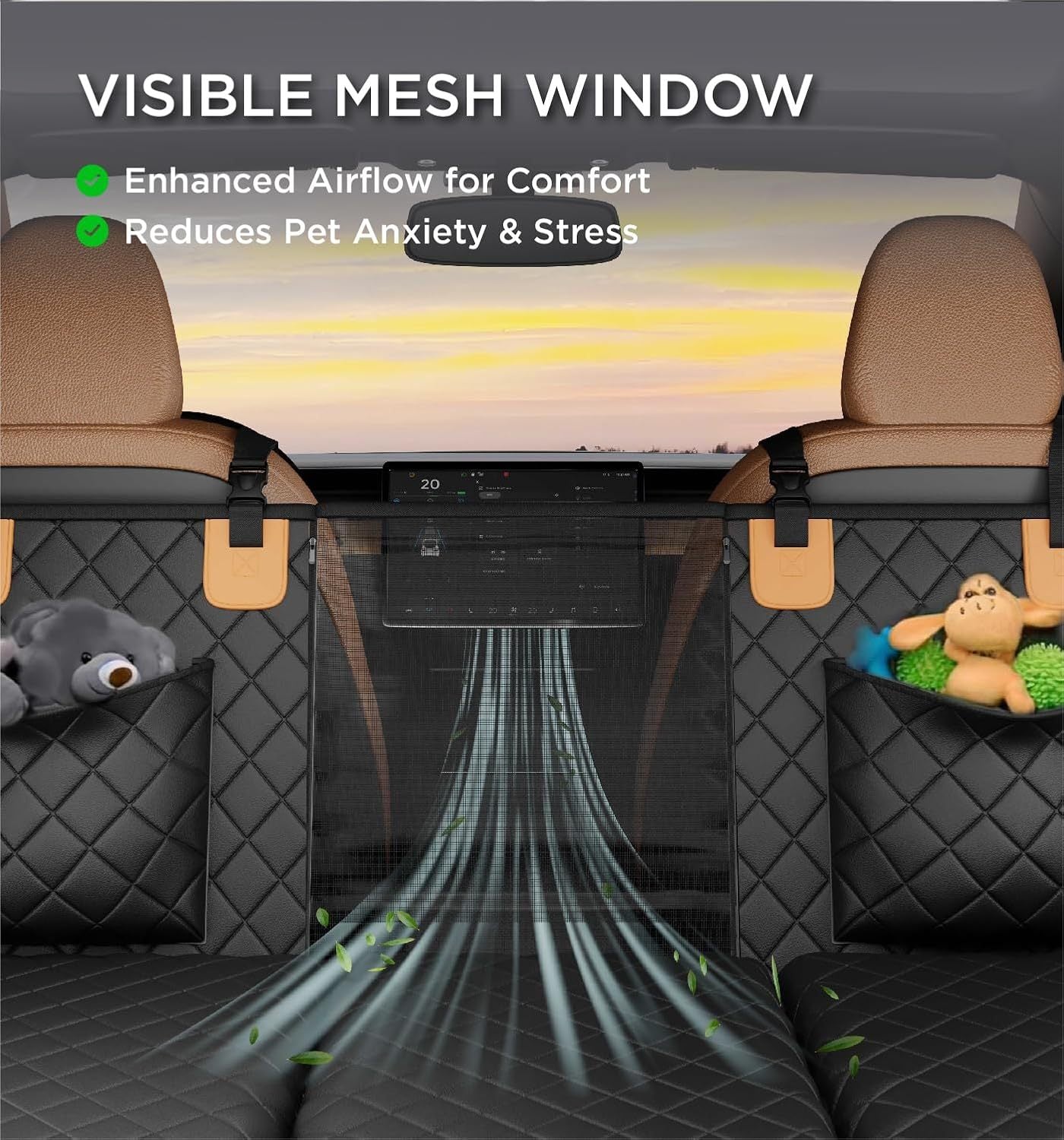 Made4Pets Pet Dog Car Back Seat Cover Back Seat Extension Pad Can Bear 400 Pounds Waterproof And Non-slip Dog Car Hammock Eight-layer Hard Bottom With PE Foam Easy To Install And Clean