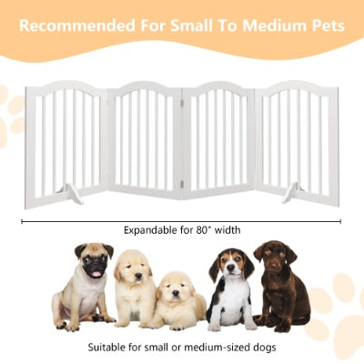 27.6 Height Tall Freestanding Pet Gate, 4 Panels Foldable Dog Gate, Solid Wood Folding Safety Fence Wooden Dog Gate With 2 Pcs Support Feet Ideal For Stairs, Doorways, Halls, Kitchens, Heavy Duty Gat