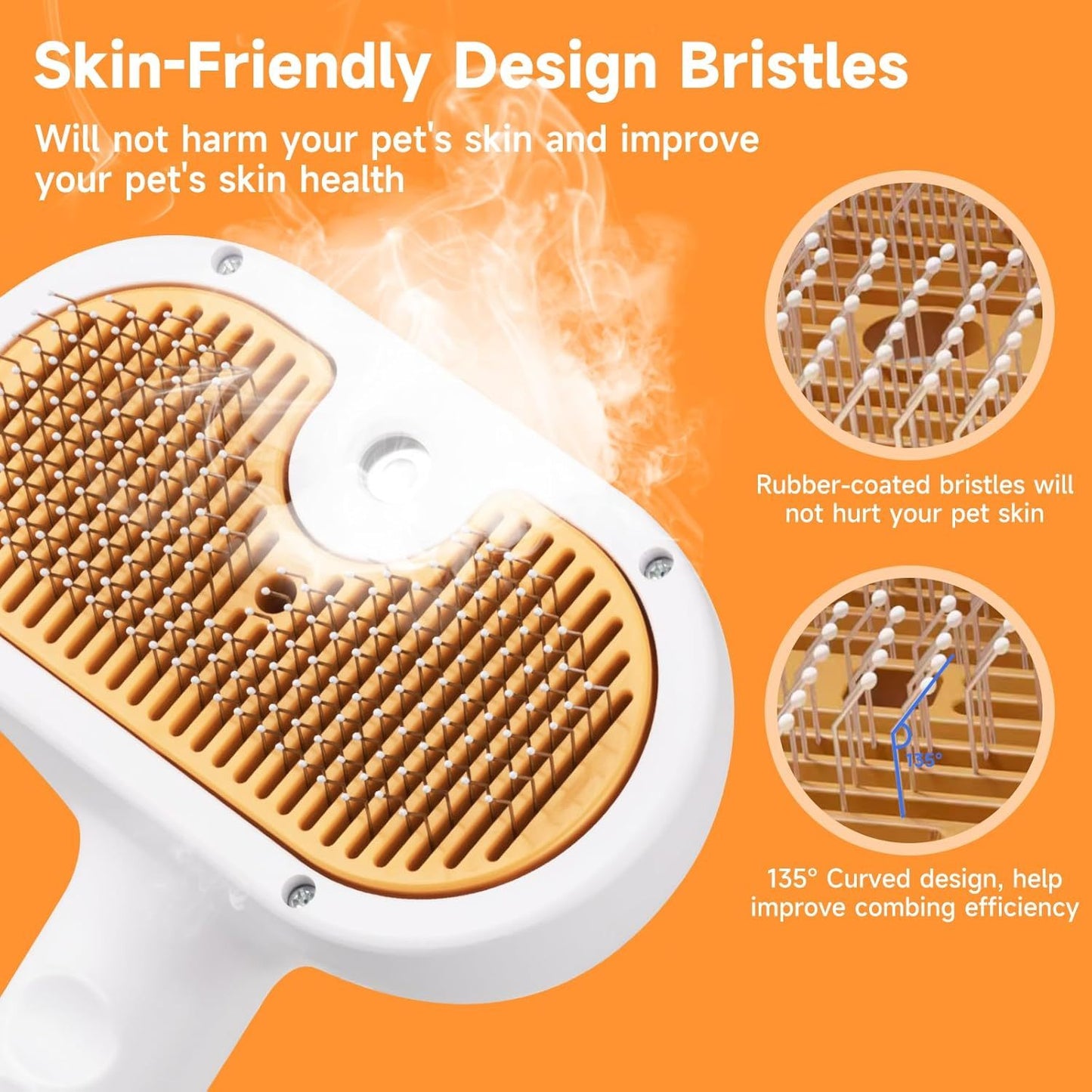Universal Pet Steam Brush For Cats And Dogs 3-in-1 Spray Hair Removal Comb With Waterless Shampoo And Ear Towel