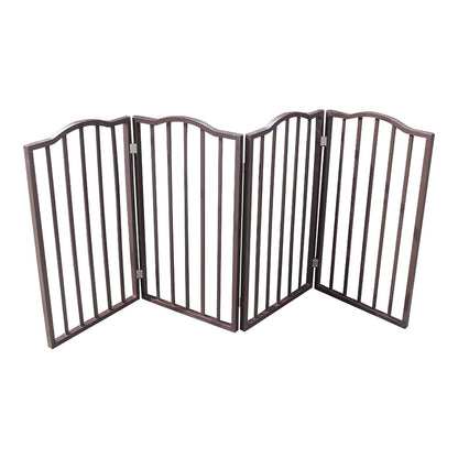 Dog Gate For Doorways, Stairs - Freestanding, Folding, Brown, Arc Wooden