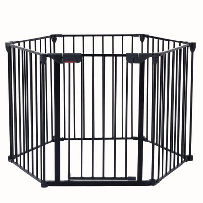 150 Adjustable Safety Gate 6 Panels Play Yard Metal Doorways Fireplace Fence Christmas Tree Fence Gate For House Stairs Gate Prohibited Area Fence