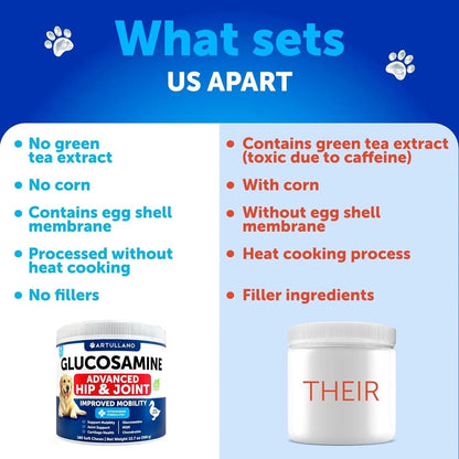 Glucosamine For Dogs Hip And Joint Supplement For Dogs With Arthritis Chews With Chondroitin Hemp Oil MSM Canine Joint Pain Relief Health Mobility Support For Large Breeds 120 Soft Treats