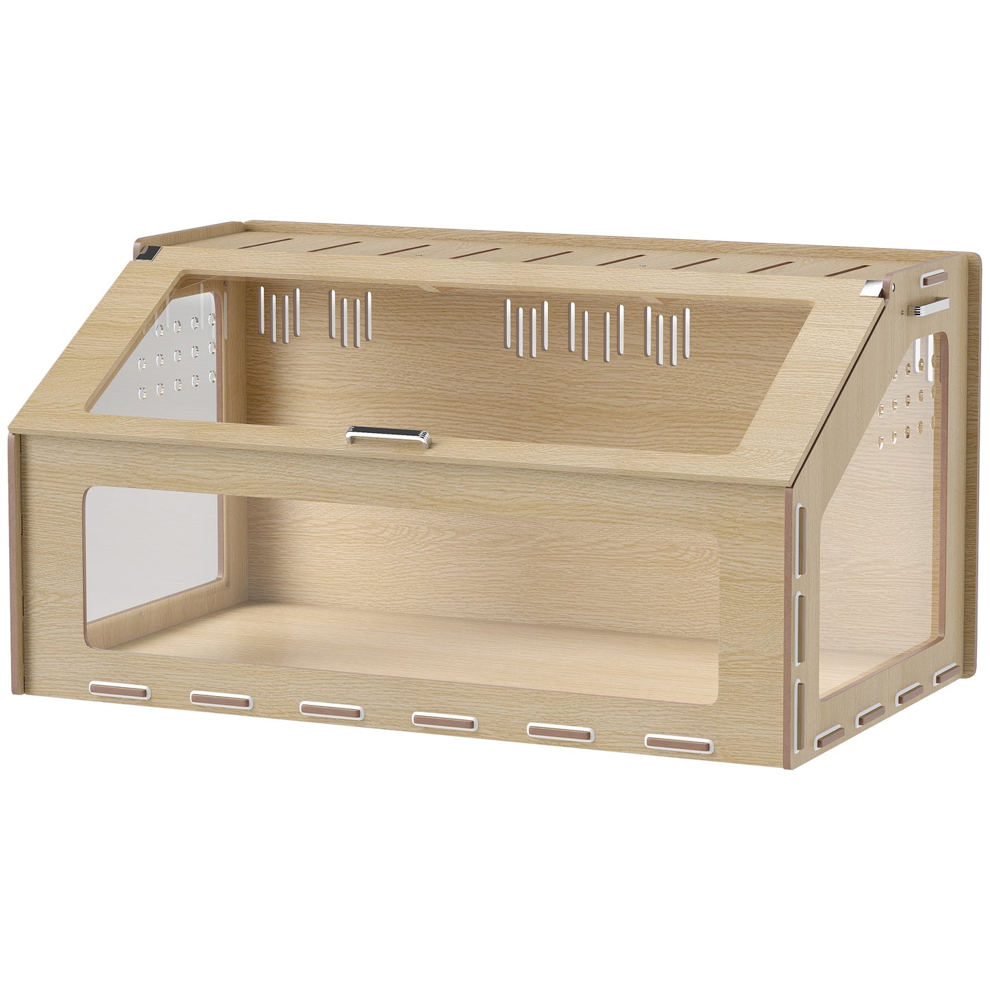 39 Inch Hamster Cage Habitat With Acrylic Window & Openable Top For Hamster, Gerbil, Guinea Pig, Rat, Oak