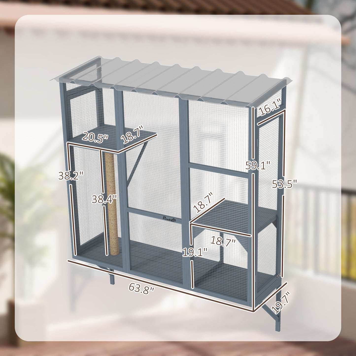 Catio Outdoor, Window Catio For 2-3 Large Indoor Cats W 2 Jumping Platforms, Scratching Post, For Playing, Napping