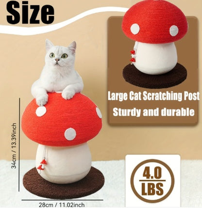 Mushroom Cat Climbing Frame, Sisal Cat Climbing Post, Interesting Red And White Mushroom Design With Fluffy Base, Cat Scratching Claw Toy, Cat Tree, Wear-resistant Cat Scratching Ball, Cat Supplies