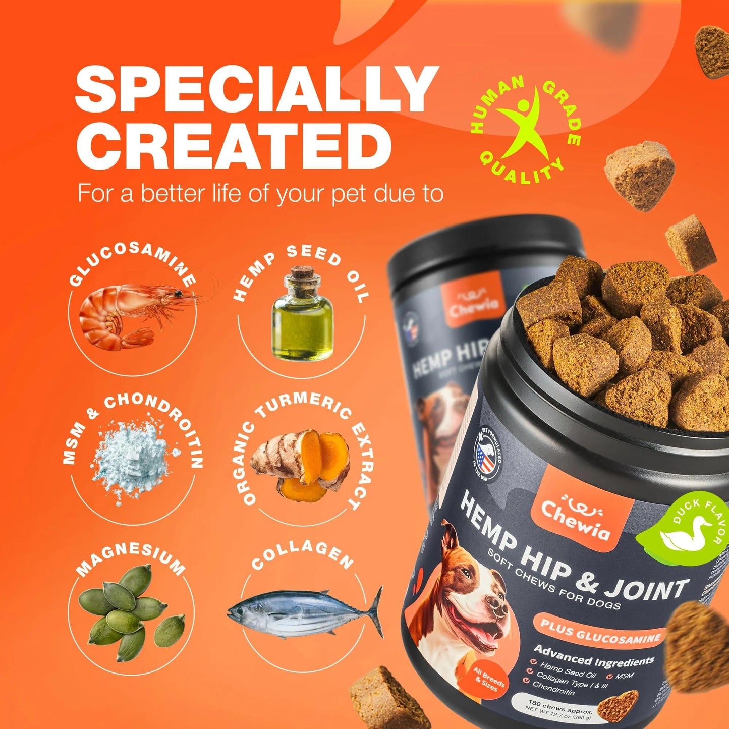 Glucosamine For Dogs Hemp Hip And Joint Supplement For Dogs Glucosamine Chondroitin Chews With MSM Turmeric Collagen For Mobility Bone Skin And Coat Health Maintains Muscle Strength