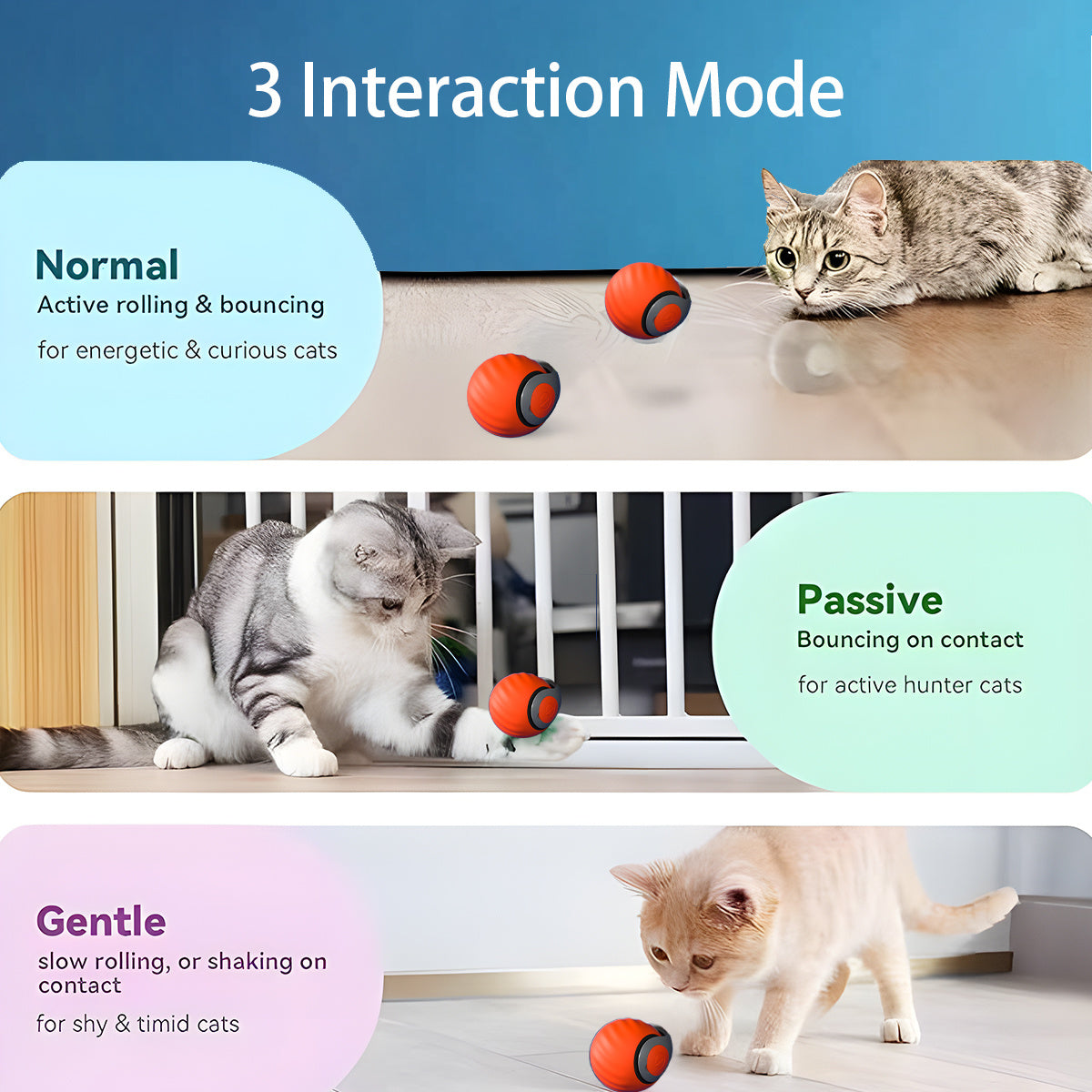 2025 Smart Interactive Cat Ball,Type-C Rechargeable Interactive Cats Toy,Automatic Cat Teaser Toy,Pet Supplies,New Year Gift