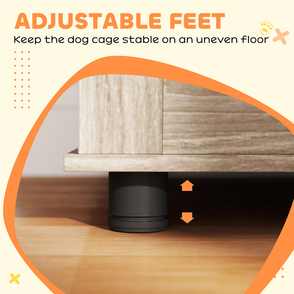 39 Dog Crate Furniture With 2 Doors, Adjustable Non-slip Foot Mats, For Large Dogs, Walnut Brown