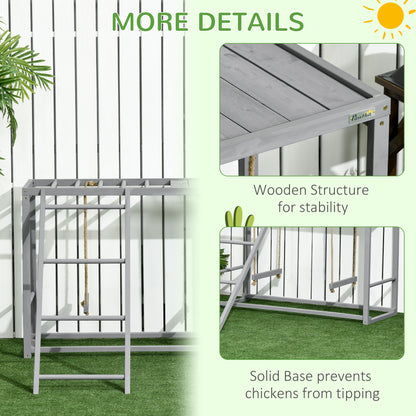 Swing Set For 3-4 Birds, Wooden Coop Accessory With Multiple Perches And Hen Ladder Grey