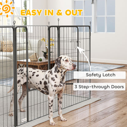Dog Playpen For Indoor Outdoor, 24 Panels 39 H Puppy Playpen With Lockable Door, DIY Shape Pet Exercise Fence, Gray