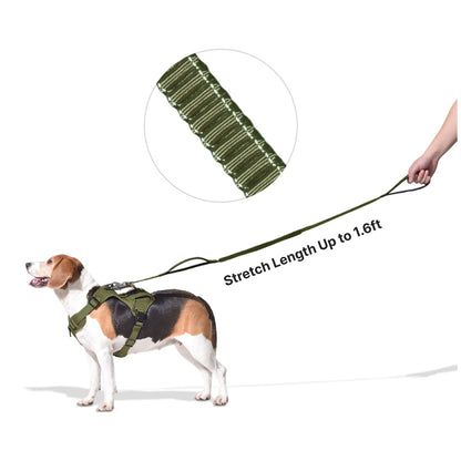 PETMARVEL 4-6 FT Shock Absorbing Tactical Dog Leash Dual Handle For Training