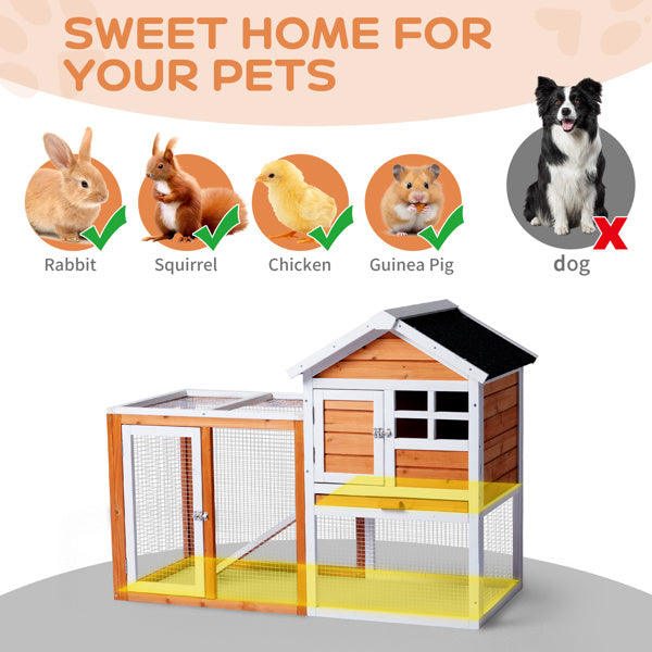 House Type With Running Ladder, Orange-red, Wooden Chicken Rabbit Cage