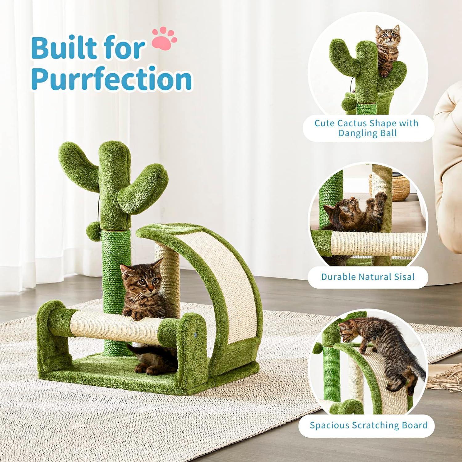 Cactus Shape Natural Sisal Rope Easy To Assemble Green Cat Scratching Post