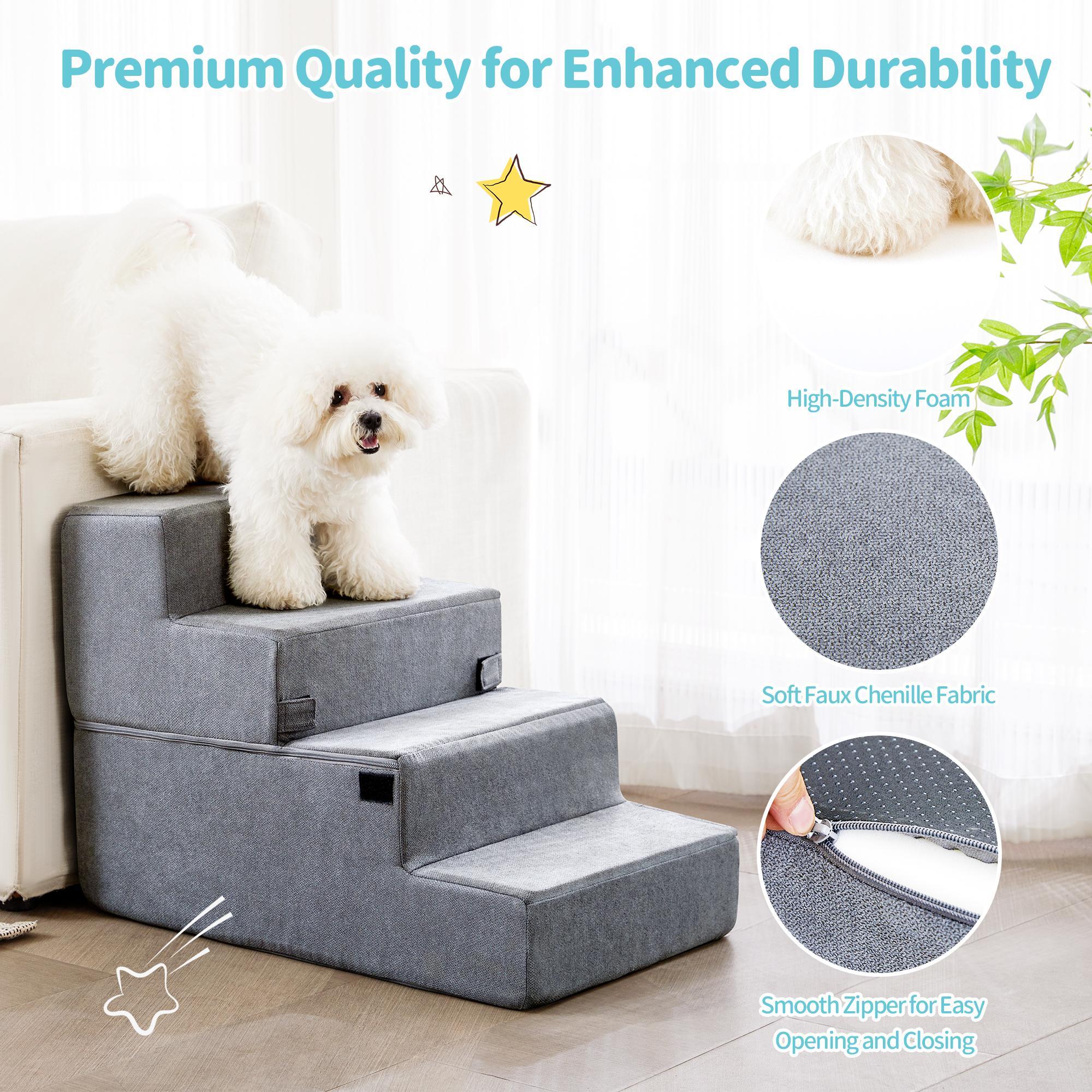 Four-step Dog Bed Indoor Non-slip Balance Pet Ramp Gray