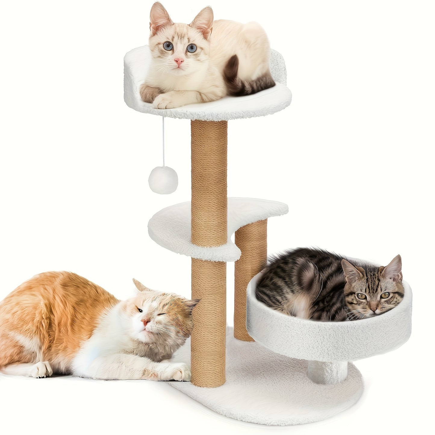Luxury Cat Tree With Scratching Posts - Easy To Assemble, Wooden Fiber Structure, Suitable For Cats.