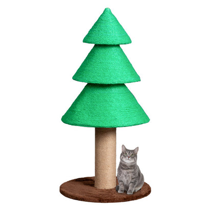 31.5in Christmas Tree Cat Scratcher, Cat Scratching Post For Indoor Cats, Large Sisal Cat Scratching Tree Cat Scratch Tower, Green