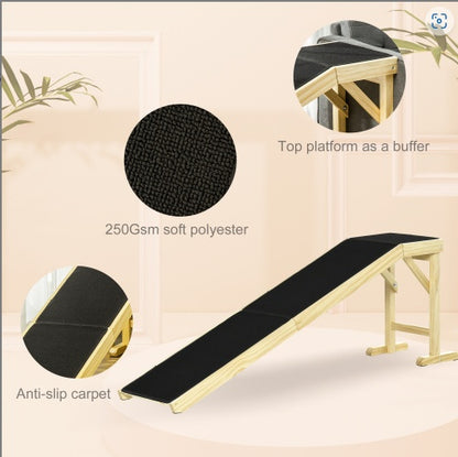 Ramp For Dog Bed, Pet Ramp For Dog With Non-slip Carpet And Top Platform