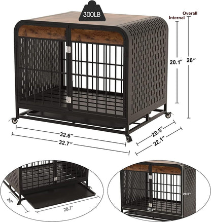 Heavy Duty Dog Crate Furniture Wooden Table 33inch Brown