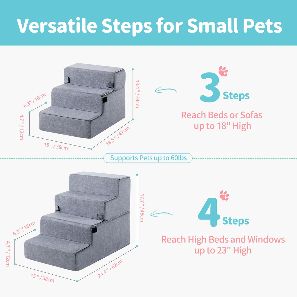 Four-step Dog Bed Indoor Non-slip Balance Pet Ramp Gray