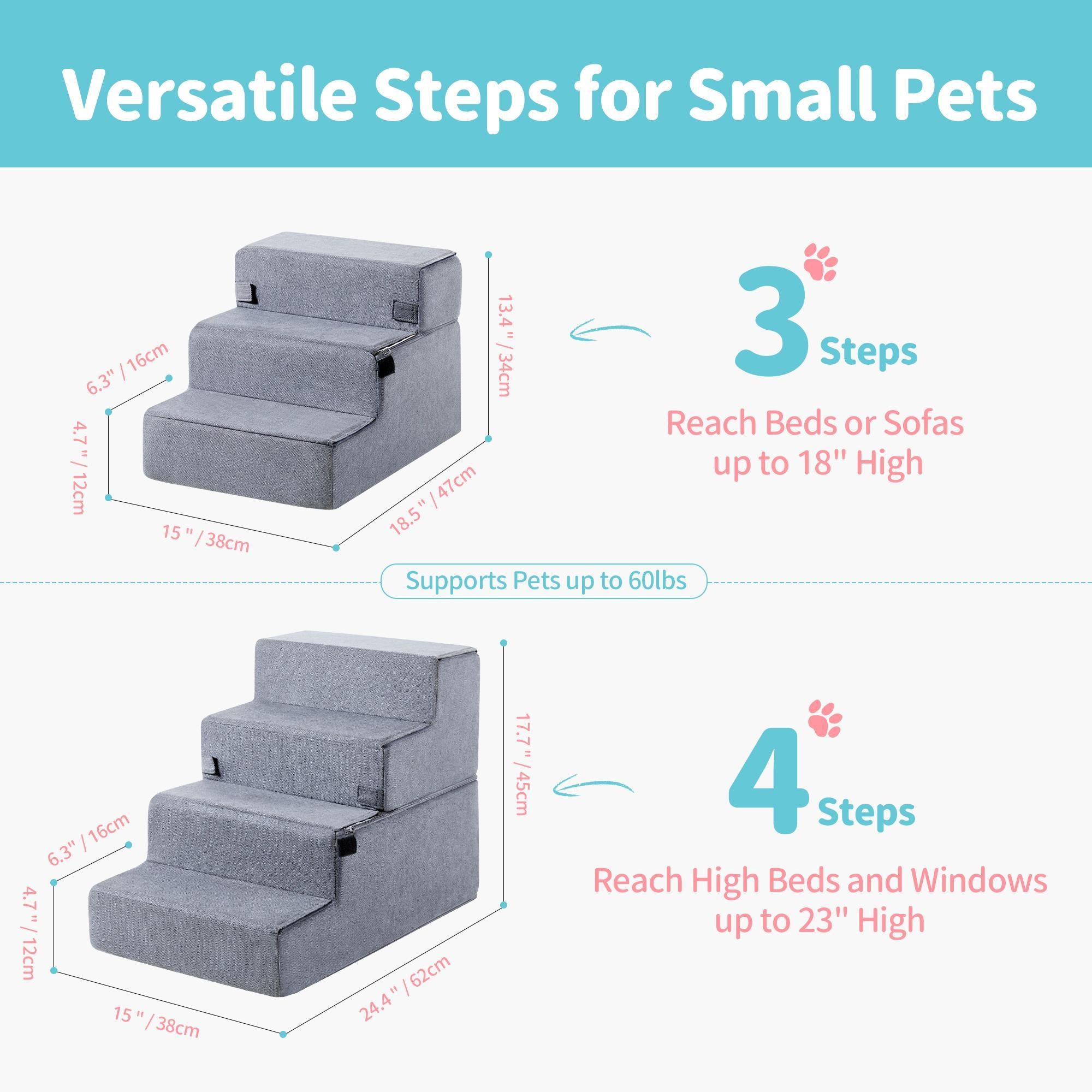 Four-step Dog Bed Indoor Non-slip Balance Pet Ramp Gray