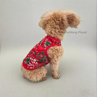 Dog Cat Clothes Pet Apparel Premium Lightweight Summer Pet Vest Breathable Chinese Inspired Design With Bold Floral Pattern For Small Medium Dogs And Cats Stylish Comfortable Warm Weather Apparel Luxu