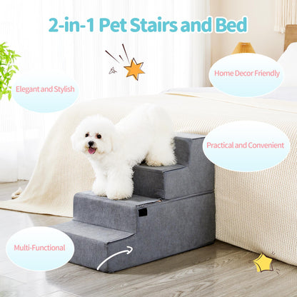 Four-step Dog Bed Indoor Non-slip Balance Pet Ramp Gray