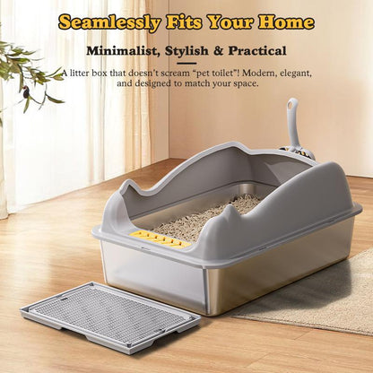 Large Stainless Steel Cat Litter Box