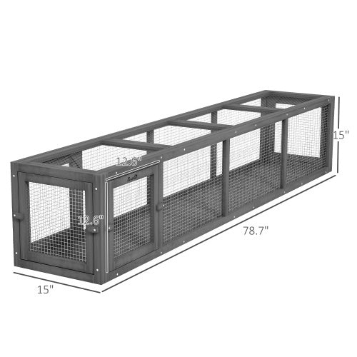 79 Inch Long Wooden Cat Runway With Weather Protection, Inside And Outside Connection, Suitable For Deck Terraces, Balconies, Dark Grey
