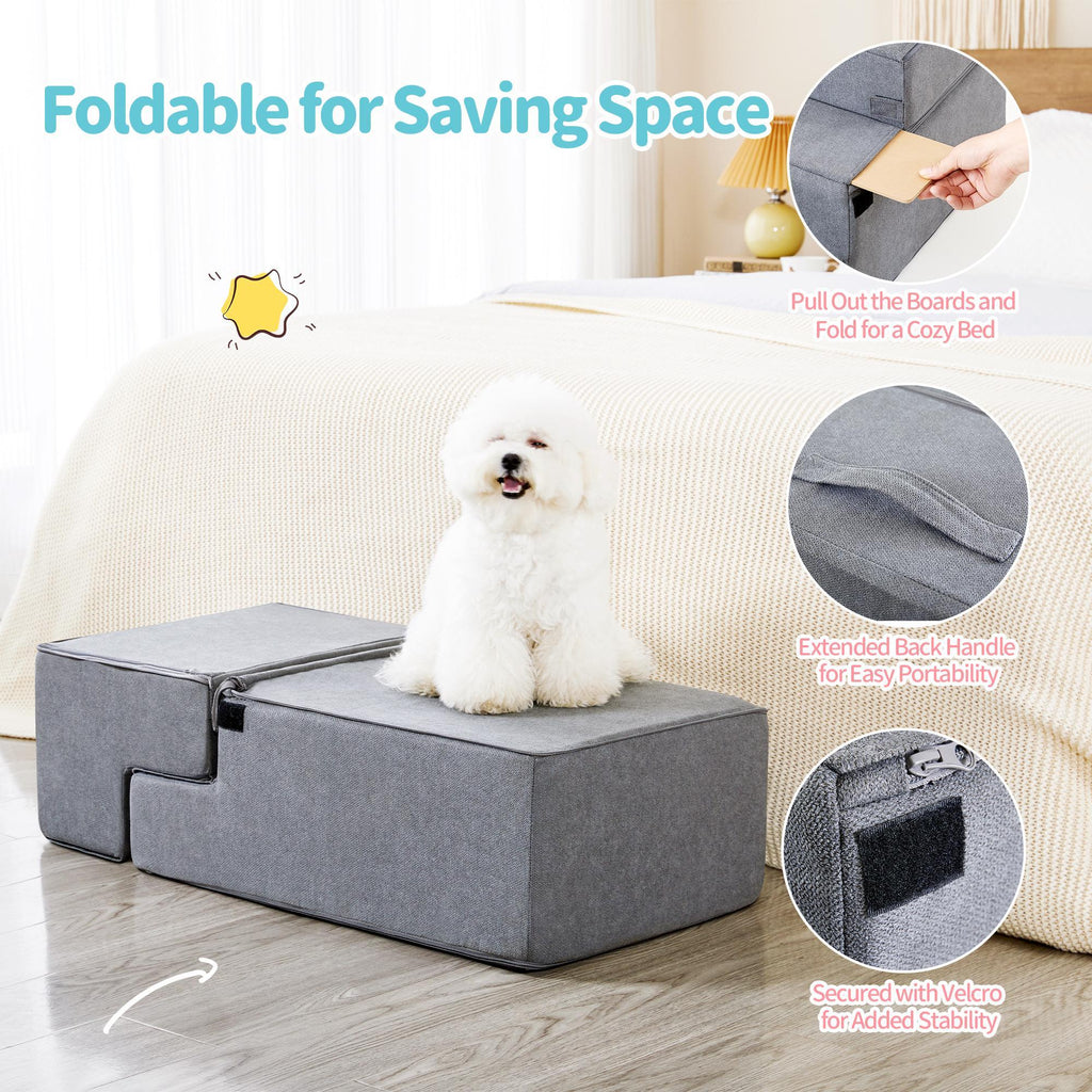 Four-step Dog Bed Indoor Non-slip Balance Pet Ramp Gray