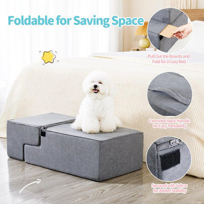 Four-step Dog Bed Indoor Non-slip Balance Pet Ramp Gray