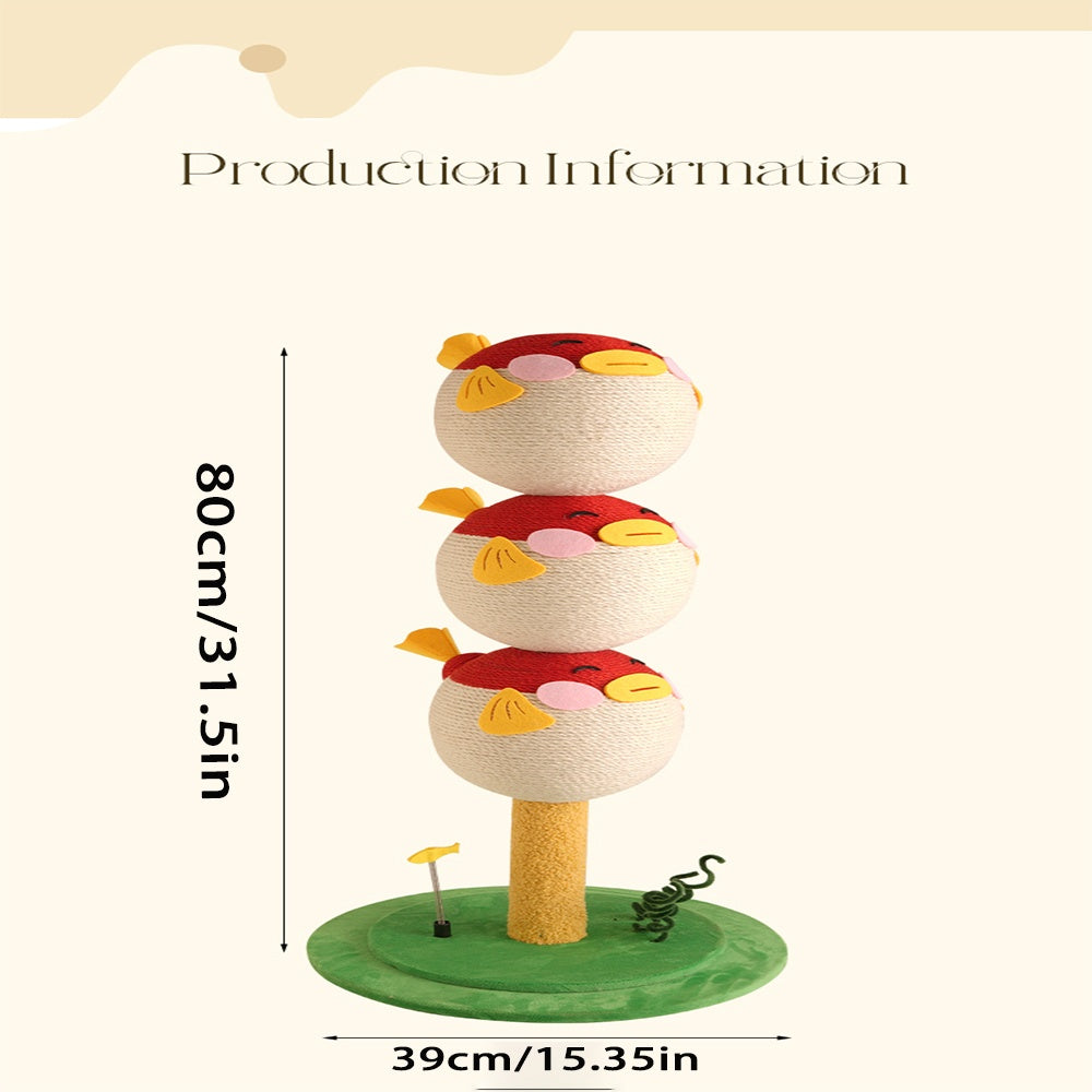 Cute Puffer Fish-shaped Cat Climbing Frame, Three-tier Climbing Tower With Base, Indoor Cat Scratching Post Climbing Frame With Vertical Claw Interactive Cat Toy, Suitable For Cats Of All Sizes