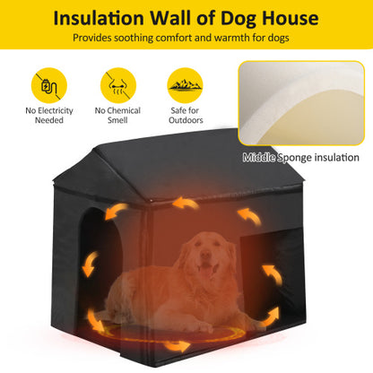 60.2  Large Outdoor Dog House With Insulated Liner For Winter Waterproof Dog Kennel For Medium & Large Dogs, Dog House With Porch And Asphalt Roof And Elevated Floor, Nature