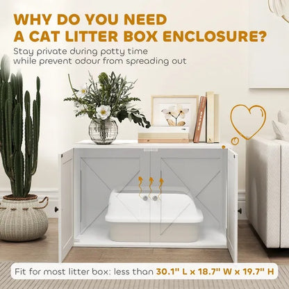 Cat Litter Box Enclosure With Barn Door, Cat Hole