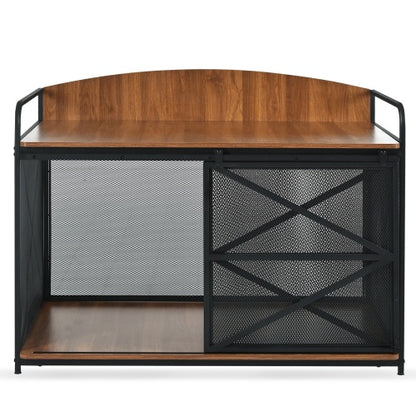 42.8 Heavy Duty Large Dog Crate Furniture For Large Medium Dog, Farmhouse Wooden Dog Kennel Indoor End Table, Decorative Pet House For Large Dogs