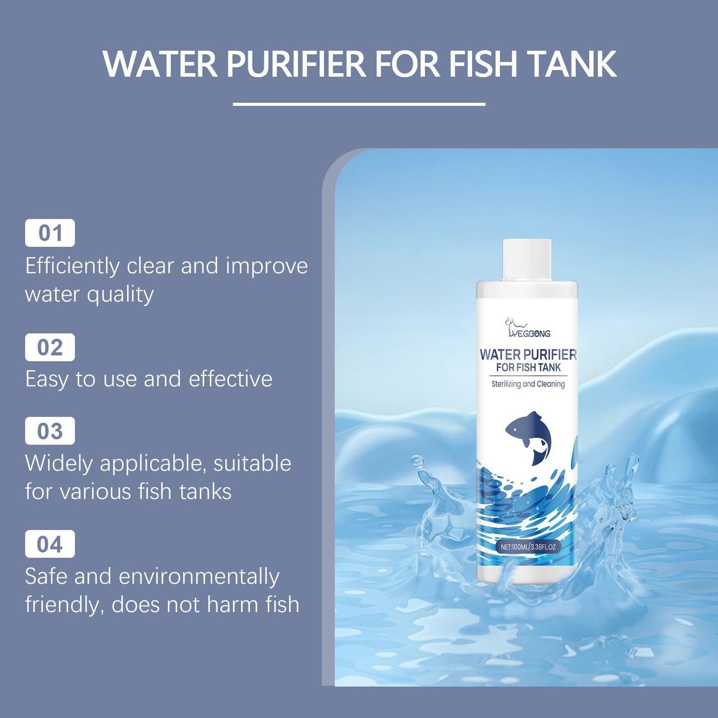 Yebang Fish Tank Water Clarifier Aquarium Water Clarifier Household Fish Tank Decontamination Cleaner