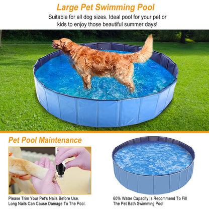1Pc 160 X 160 X 30cm-63.0 X 63.0 X 11.8inch Foldable Pet Swimming Pool PVC  Dog Swim Pool Bathing Tub Playmat Pools