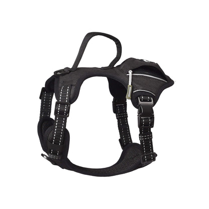 PETMARVEL High-Perfomance Tactical Dog Harness With Poop Bag Holder, No Pull Front Clip & Metal Buckles, Brown S
