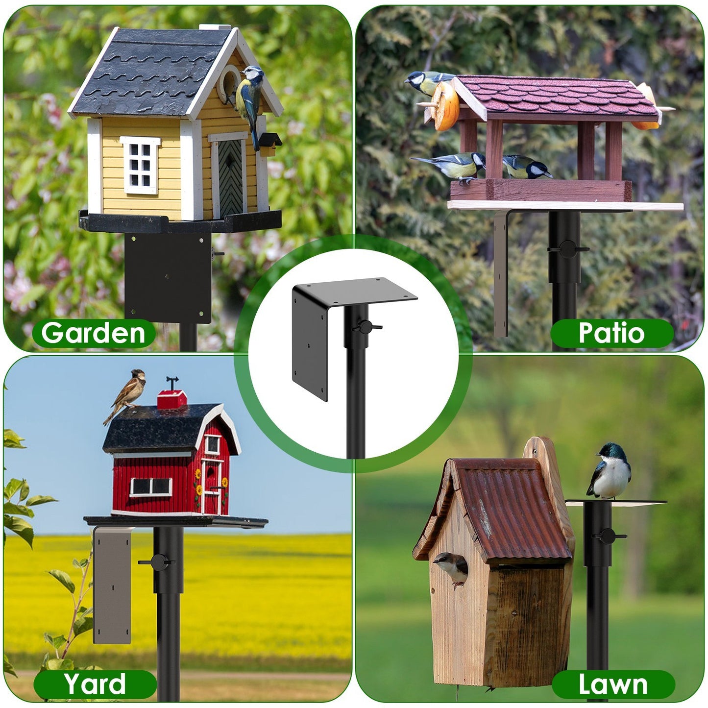 1 Set  79.92in Bird House Pole Kit Height Adjustable Bird Feeder Pole Mount Kit Heavy Duty Bird House Pole Set With 5 Prongs Base For Bird House Bird Feeder House Not Included