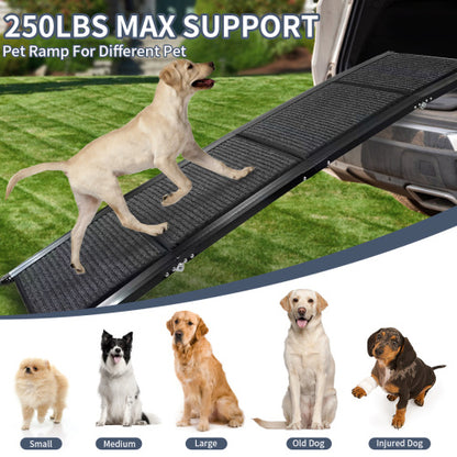 Dog Ramp For Car, 63 Long    17 Wide Folding Portable Pet Stair Ramp With Non-Slip Rug Surface, Extra Wide Dog Steps For Medium & Large Dogs Up To 250LBS Enter A Car, SUV  Truck