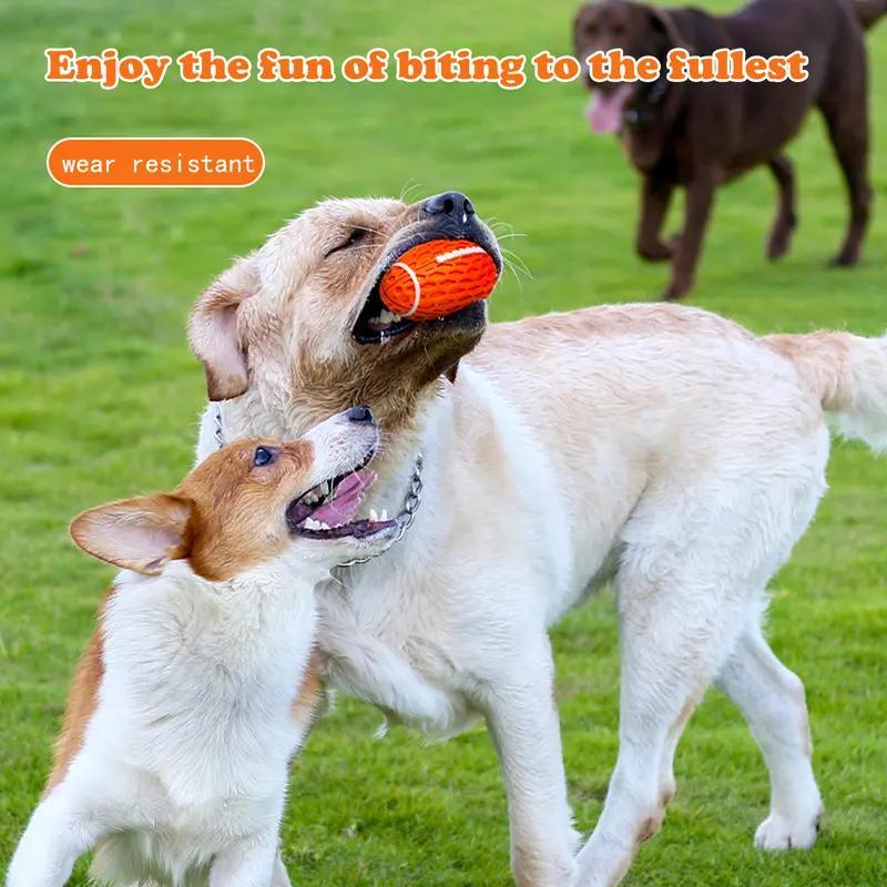 Dog Rubber Chew-resistant Interactive Squeaky Football Toy